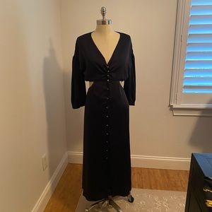 BA&SH Rose Satin MIDI with Cutout Dress